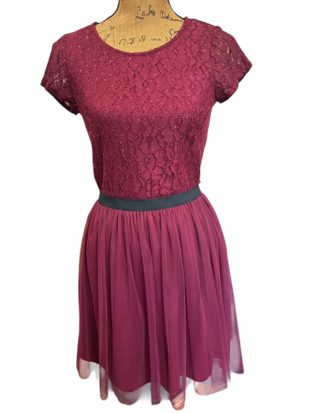 Speechless Burgundy Sparkling Lace Mini Dress sz-M Juniors
